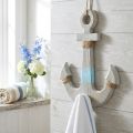 Ancla para colgar, gancho de decoración marítima, decoración de baño de madera, aspecto vintage H39cm | Floristik24.es