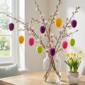 Huevos de Pascua para colgar flocados 4 colores 9,5 cm 8 piezas | Floristik24.es