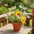 Decoración libélula en alambre verano amarillo violeta 8x8cm 12 piezas | Floristik24.es