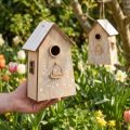 Decoración para casita de pájaros colgante blanco natural 14,5cm 2uds | Floristik24.es