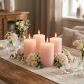 Velas románticas de pilar de color rosa liso, rosa claro, 70×80 mm, juego de 4 - Velas decorativas para un ambiente acogedor | Floristik24.es