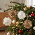 Estrellas de papel blancas y marrones de 16 cm, decoración navideña, juego de 6 | Floristik24.es