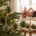 Bolas de Navidad, bolas de nido de abeja de papel, verde y dorado, 7 cm, 4 piezas, decoración | Floristik24.es