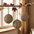 Bolas decorativas para colgar bolas gris paja Ø15cm 3ud | Floristik24.es