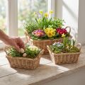 Cesta para plantas rectangular de mimbre natural 39/33/27cm juego de 3 | Floristik24.es