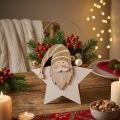 Estrella de madera gnomo decoración de mesa blanca dorada 15,5×6×16,5cm | Floristik24.es