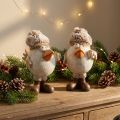 Figuras navideñas pájaro con sombrero beige 11,5x8x14cm 2ud | Floristik24.es