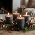 Velas de pilar de color liso, antracita, velas decorativas, 70×80 mm, juego de 4 | Floristik24.es
