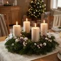 Velas de pilar color platino, juego de 4, 60 x 80 mm: decoración elegante para coronas y mesas de Adviento. | Floristik24.es