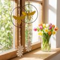 Abeja deco anillo metal madera ventana decoración Ø12cm 44cm 4pcs | Floristik24.es