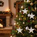 Decoración navideña Estrella para colgar Transparente con purpurina 9.5cm 12pcs | Floristik24.es
