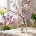 Deco mariposas percha decorativa violeta/rosa/rosa 12cm 12uds | Floristik24.es