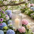 Farol/portavelas de cristal para colgar, con asa, 18 cm de alto. | Floristik24.es