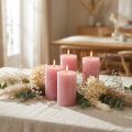 Juego de 4 velas de pilar rústicas, rosa antiguo, velas de calidad, teñidas en su totalidad, 80 x 110 mm, para una decoración elegante y un tiempo de combustión prolongado. | Floristik24.es