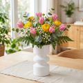 Jarrón de flores de metal esmaltado en blanco crema Ø9cm H17,5cm | Floristik24.es
