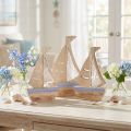 Soporte decorativo velero madera natural azul claro 25,5×16,5cm 3 piezas | Floristik24.es
