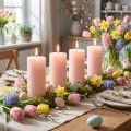 Velas de pilar, color rosa claro liso, 50 x 100 mm, juego de 4, velas de Pascua, decoración de mesa | Floristik24.es