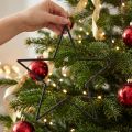 Estrellas colgantes grandes con purpurina negra, Ø24cm, decoración navideña y de fiesta, juego de 6 | Floristik24.es