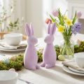 Conejitos de Pascua flocados decorativos – 2.ª opción – morado claro 8×10×29 cm 2 piezas | Floristik24.es