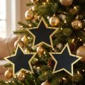 Perchas decorativas estrellas de madera oro negro Navidad Ø15cm 8 piezas | Floristik24.es