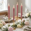 Velas cónicas unicolor rosa viejo 34mm x 300mm 4 piezas | Floristik24.es