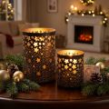 Portavelas de metal con estrellas negro/dorado Al. 10/15 cm, juego de 2 | Floristik24.es