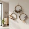 Anillo decorativo de yute Ø30cm estilo escandinavo para colgar, corona de pared, corona de puerta, juego de 3 | Floristik24.es