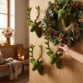 Cabeza de ciervo decorativa flocada verde musgo 10 cm x 20 cm 3 piezas | Floristik24.es