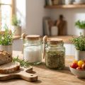 Vaso decorativo con tapa de corcho y cuchara, verde, Ø7cm, H10cm, 2 piezas | Floristik24.es