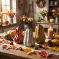 Pera de madera pera decoración de madera otoño rojo amarillo blanco 12×6cm 3 piezas | Floristik24.es
