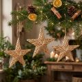 Estrellas decorativas de ratán colgantes de 19 cm, juego de 3 piezas, decoración navideña | Floristik24.es