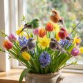 Pájaros decorativos, decoración artificial para el hogar, ocasión primaveral, con plumaje colorido hecho de plumas reales, 5 cm, 18 piezas | Floristik24.es