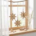 Decoración de volante de madera con colgante de pez de metal, Ø12 cm, 3 unidades | Floristik24.es