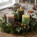 Juego de velas de pilar, 3 tonos de verde, teñidas por completo, velas decorativas para decoración de mesa y bienestar, 70x80 mm, 12 piezas | Floristik24.es