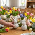 Figuras decorativas de conejitos de Pascua conejos con estampado de lunares 17 cm 2 piezas | Floristik24.es