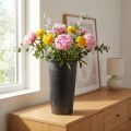 Jarrón de suelo jarrón negro plástico antracita Ø17,5cm H28cm | Floristik24.es