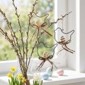 Pájaros decorativos para colgar negro/natural/óxido 8,5×7,5cm 6uds | Floristik24.es