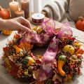 Cinta de regalo hojas de arce cinta morada otoño 40mm 15m | Floristik24.es