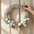 Corona decorativa, encalada, corona para puerta, estilo shabby chic, Ø42cm, ramas naturales, estilo campestre | Floristik24.es
