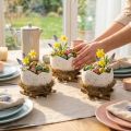 Cuenco nido de Pascua en forma de huevo para decoración primaveral 11cm 4 piezas | Floristik24.es