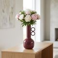 Jarrón moderno y artístico con cuello largo y asas redondas para interiores elegantes, 24 cm. | Floristik24.es