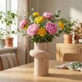 Jarrón de flores de metal esmaltado marrón capuchino Ø17cm H23cm | Floristik24.es
