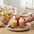 Juego de 12 velas de pilar en color marrón, 70x80 mm, teñidas en su totalidad - Perfectas para decoración, bienestar y celebraciones | Floristik24.es