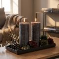 Elegantes velas de pilar antracita de 85 x 200 mm: diseño rústico, larga duración, juego de 2 para una decoración con estilo. | Floristik24.es