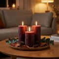 Juego de 4 velas de pilar burdeos, color liso, 70 x 120 mm - Velas decorativas para el ambiente del hogar y el bienestar | Floristik24.es