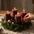 Velas de pilar rojo burdeos, 70 x 100 mm, juego de 4, color sólido, rústicas, larga duración. | Floristik24.es