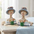 Figuras decorativas blancas azules de cóctel de busto femenino H10.5cm 2 piezas | Floristik24.es