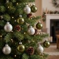 Bolas de árbol mini bolas de Navidad cristal verde plata 4 cm 24 uds | Floristik24.es