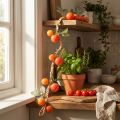 Guirnalda de tomates artificiales, enredadera decorativa, decoración realista para sala de estar, 135 cm | Floristik24.es