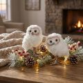 Decoración de invierno, figuras decorativas de búhos de pie, blancas, 15 cm, 2 unidades. | Floristik24.es